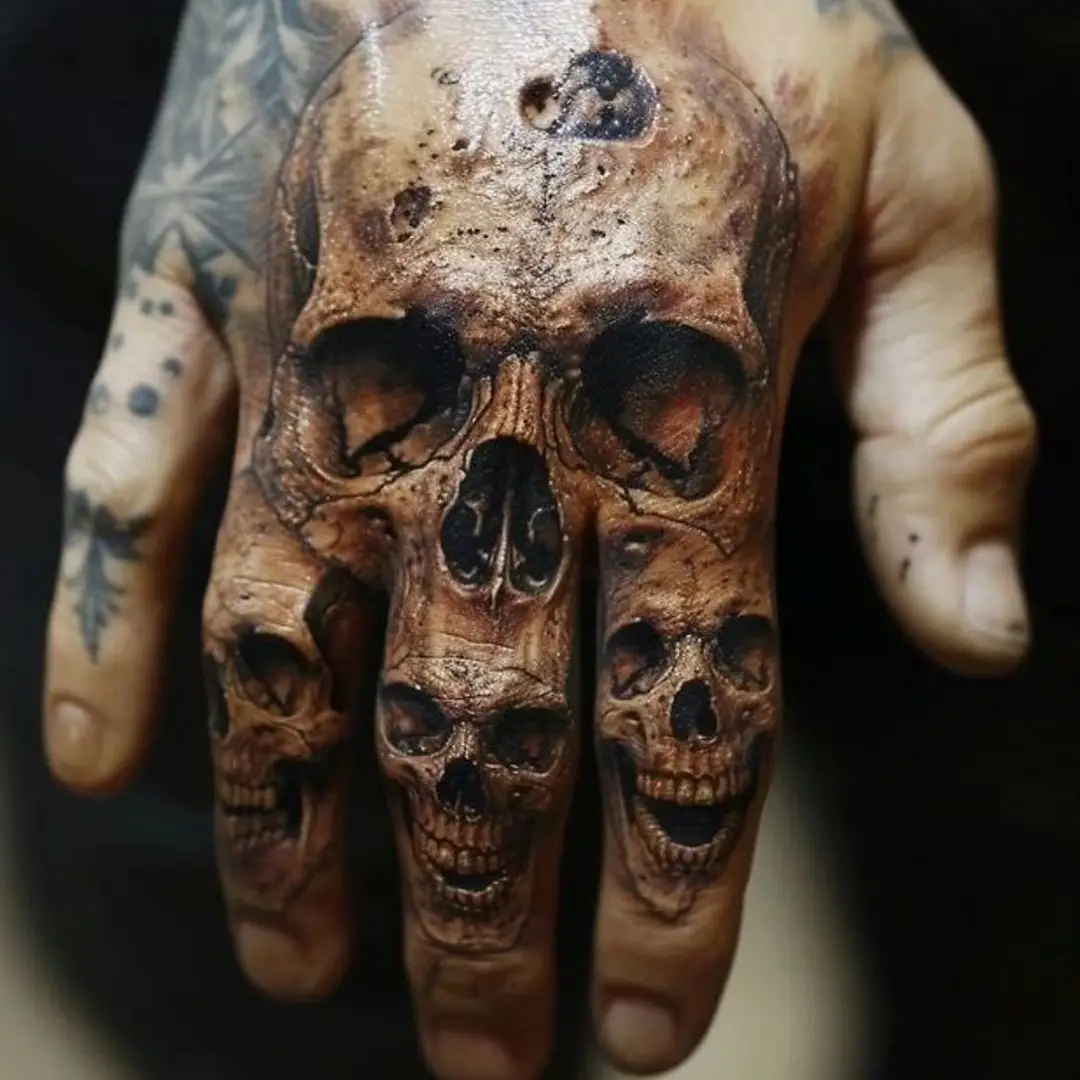 tattoo of skulls on hand