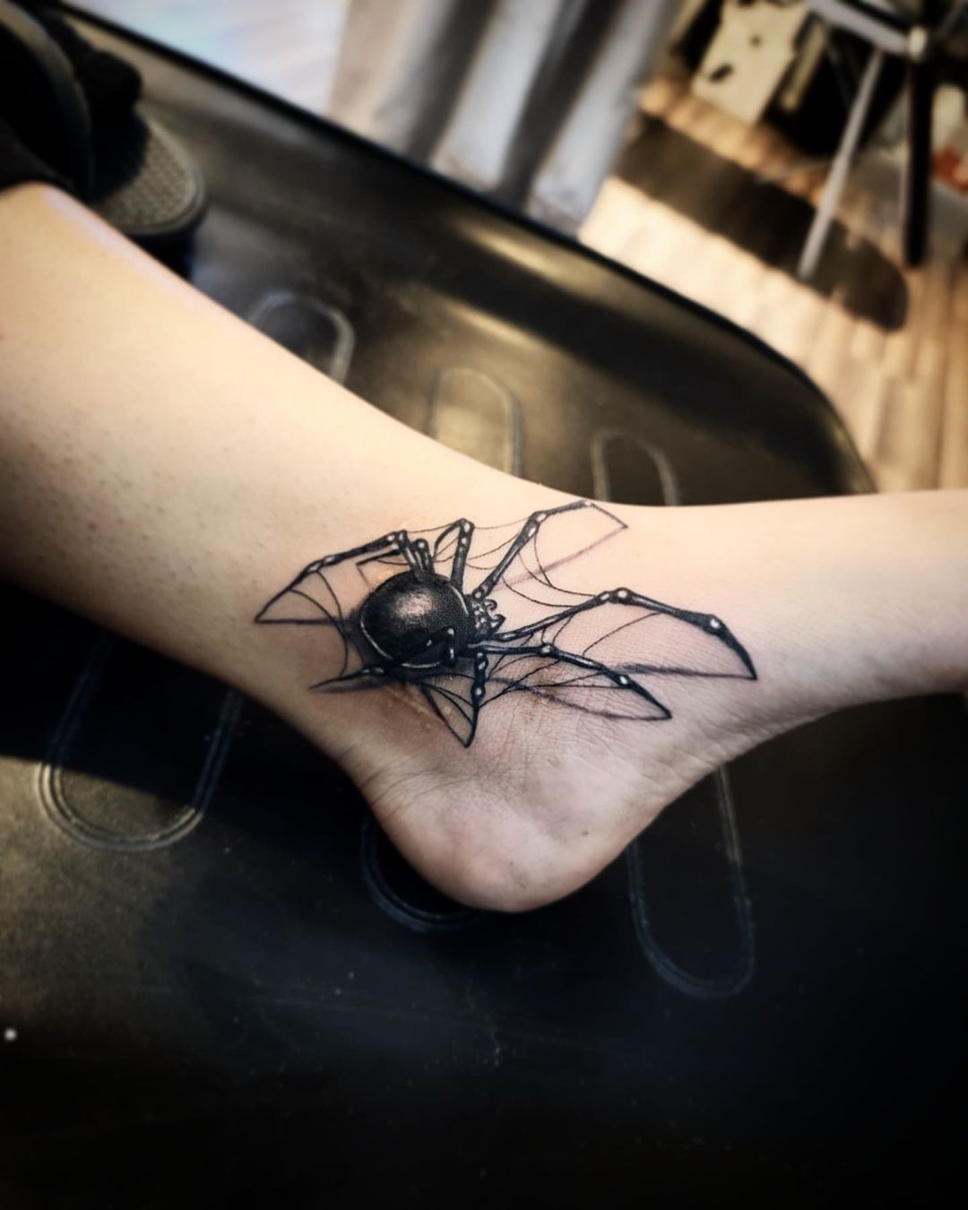 Black Widow Spider Tattoo anckle
