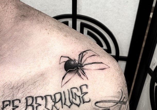 Black Widow Spider Tattoo on shoulder