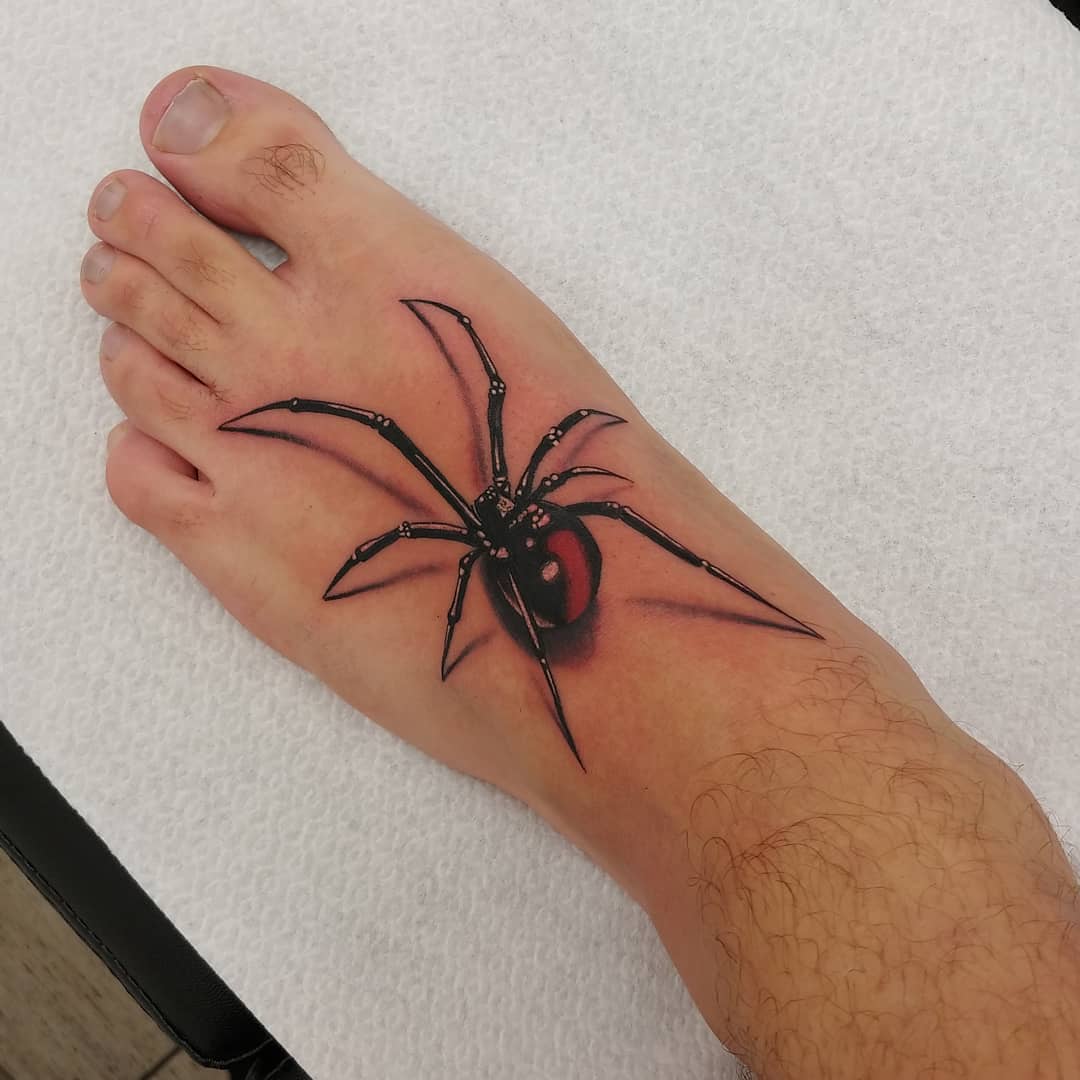 Black Widow Tattoo on foot