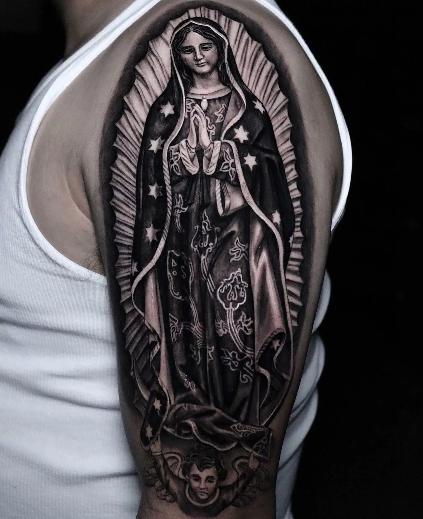 virgin mary tattoo black